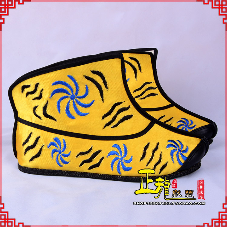 尖扎.美猴王靴子虎纹靴金黄快靴 猴鞋